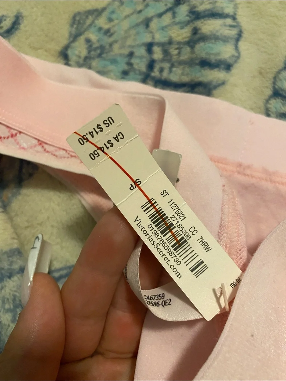 Victoria's Secret Pink Plaid Thong - Light Pink and Red